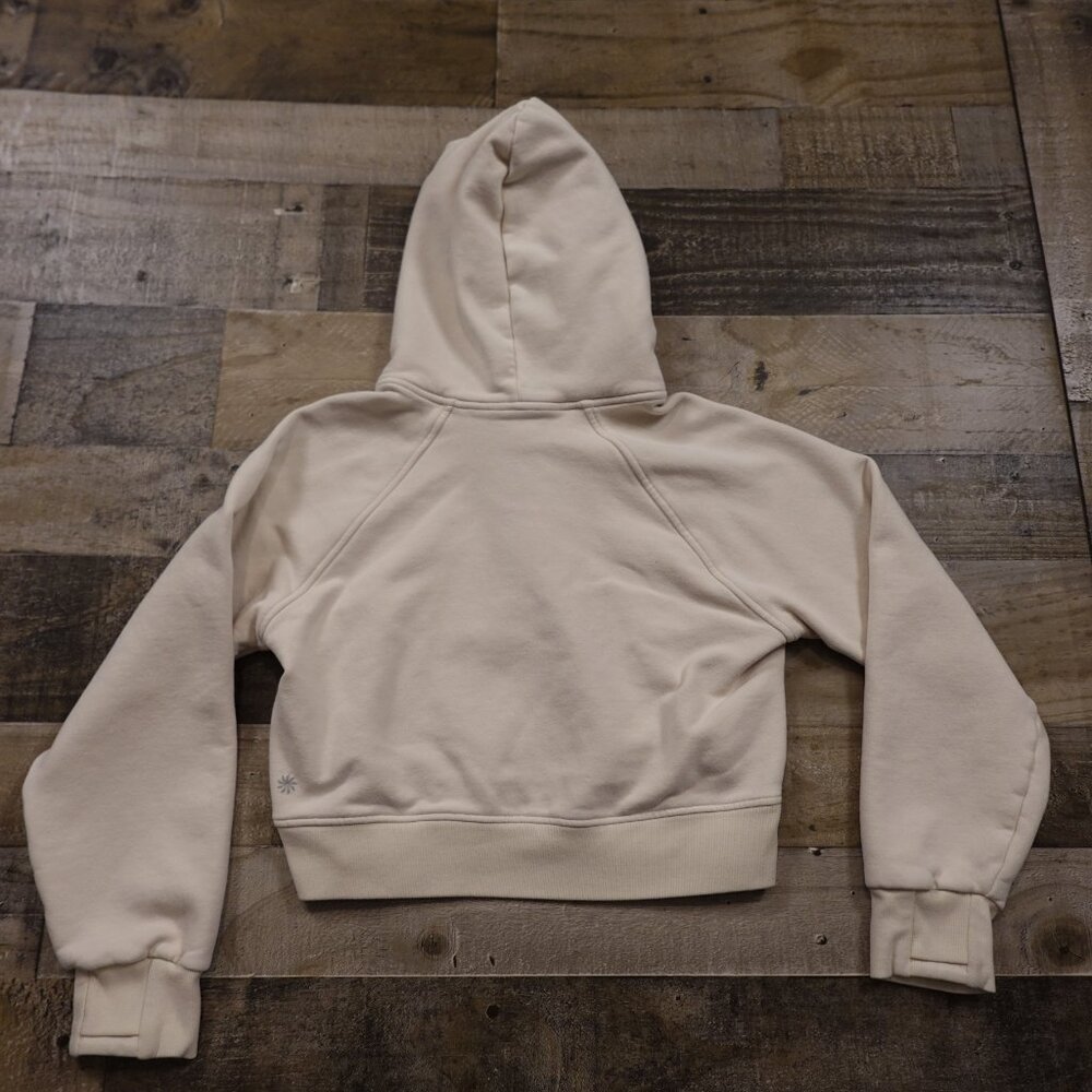 Athleta Girl All Day Half Zip Hoodie XL (14) Bone Cropped Cozy Pullover - Picture 11 of 12